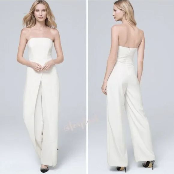 NEW White House Black Market Convertible Strapless Split-Leg Jumpsuit, size 0 - Picture 1 of 16